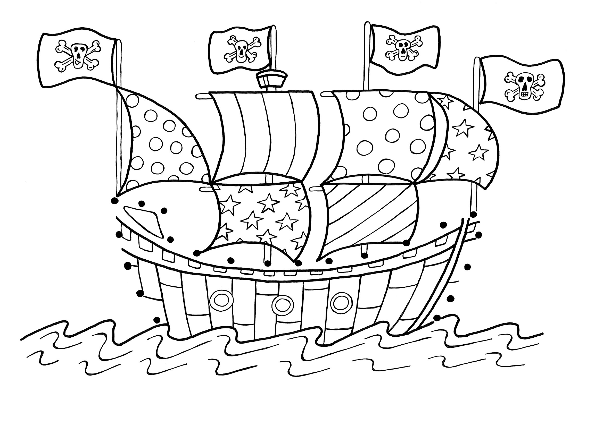 Página para colorir: Navio pirata (Transporte) #138215 - Páginas para Colorir Imprimíveis Gratuitamente