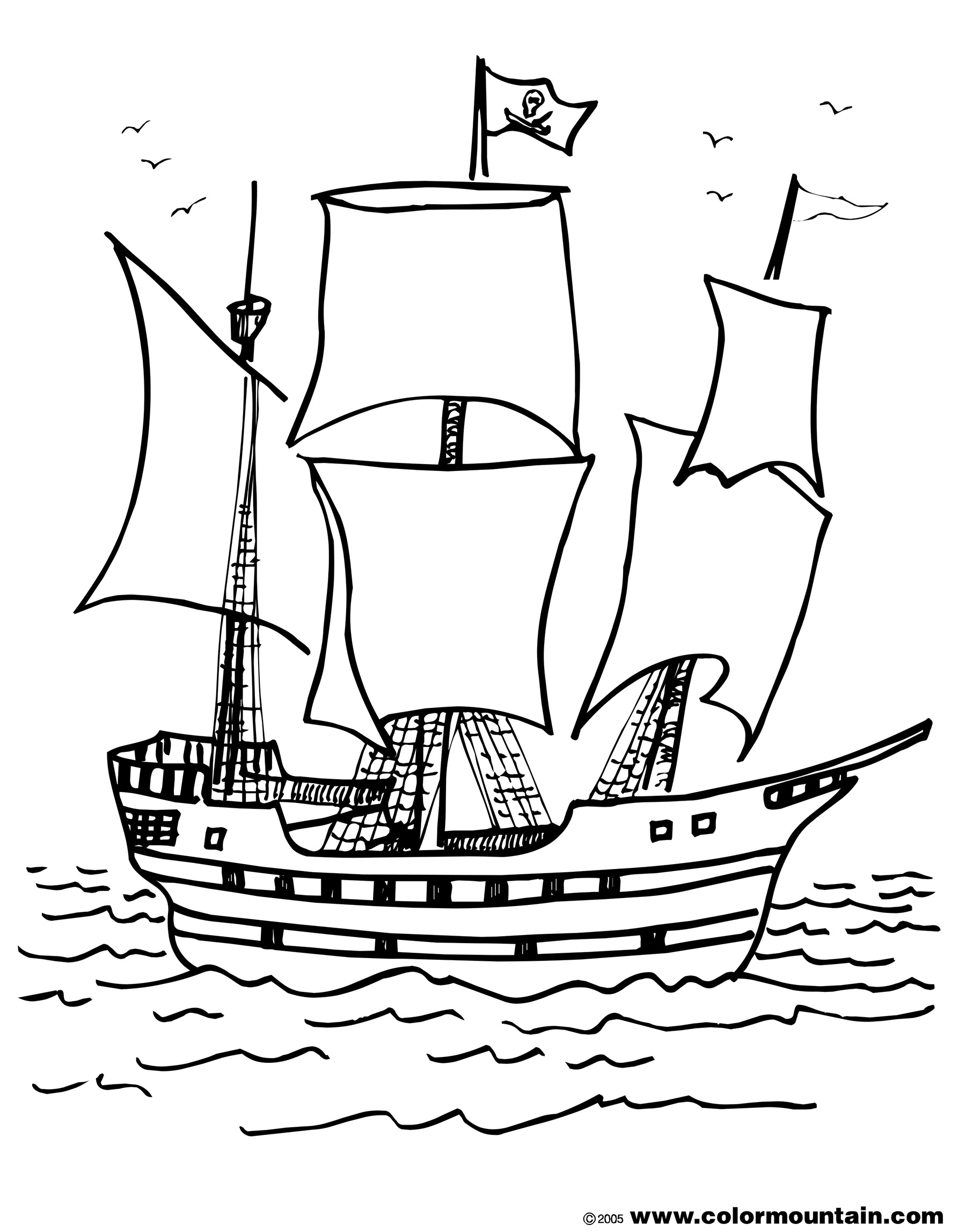 Página para colorir: Navio pirata (Transporte) #138230 - Páginas para Colorir Imprimíveis Gratuitamente