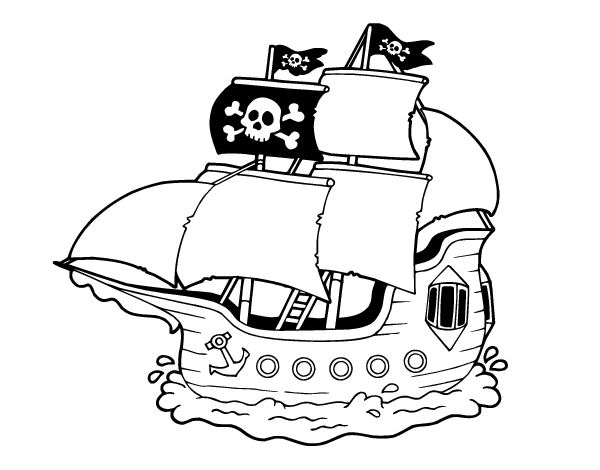 Página para colorir: Navio pirata (Transporte) #138240 - Páginas para Colorir Imprimíveis Gratuitamente