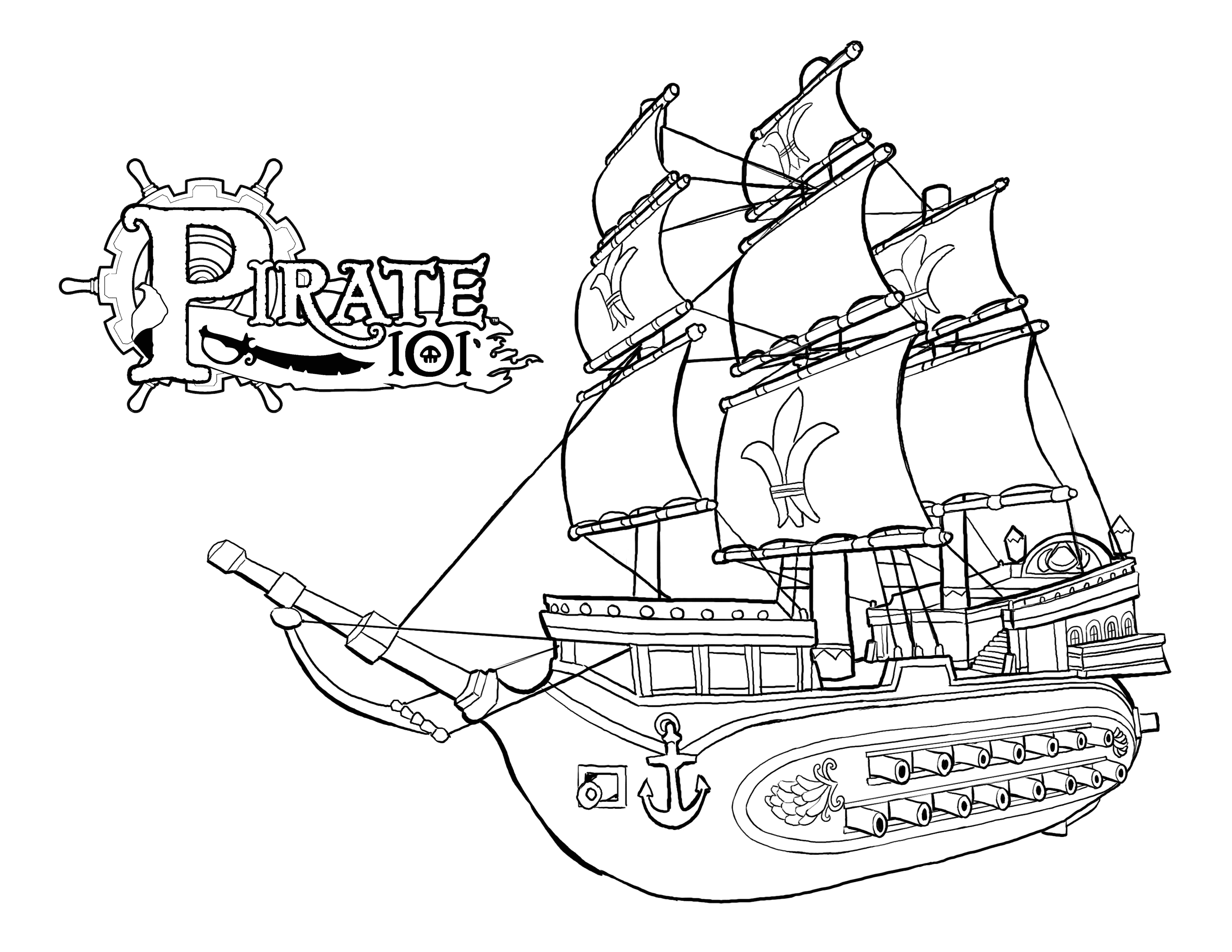 Página para colorir: Navio pirata (Transporte) #138243 - Páginas para Colorir Imprimíveis Gratuitamente