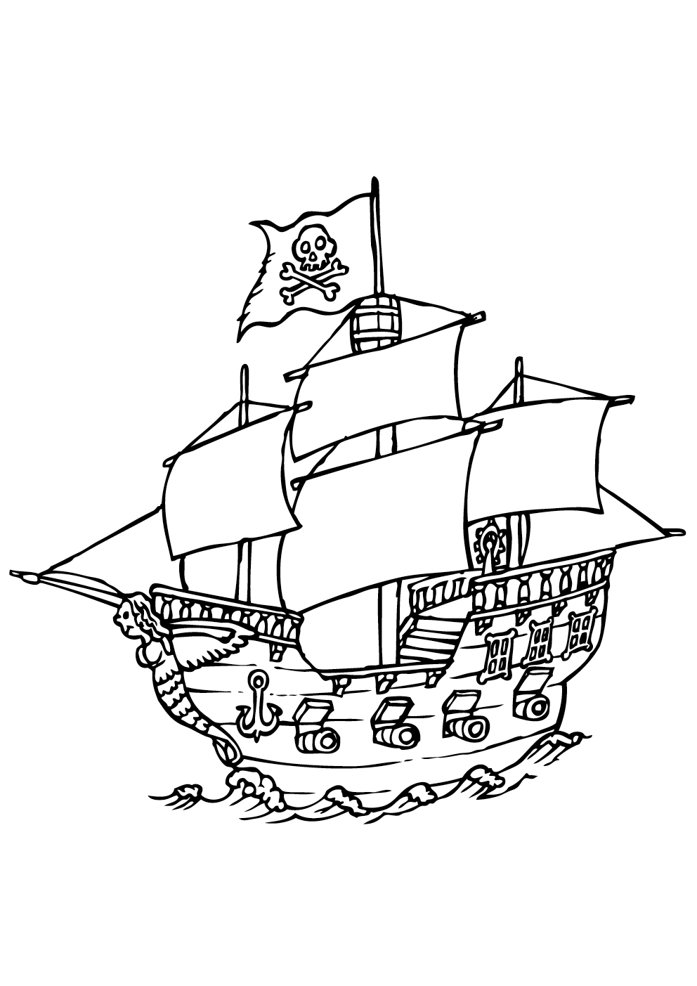 Página para colorir: Navio pirata (Transporte) #138247 - Páginas para Colorir Imprimíveis Gratuitamente