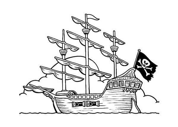Página para colorir: Navio pirata (Transporte) #138270 - Páginas para Colorir Imprimíveis Gratuitamente