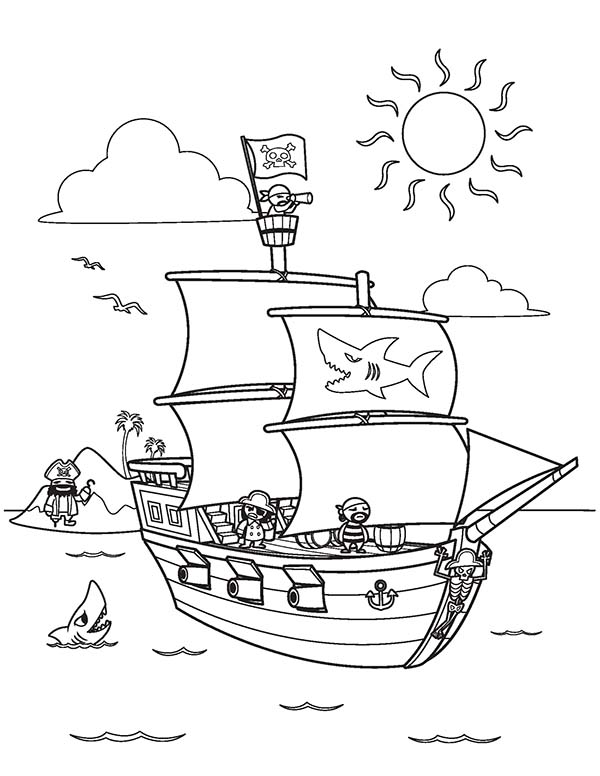 Página para colorir: Navio pirata (Transporte) #138303 - Páginas para Colorir Imprimíveis Gratuitamente
