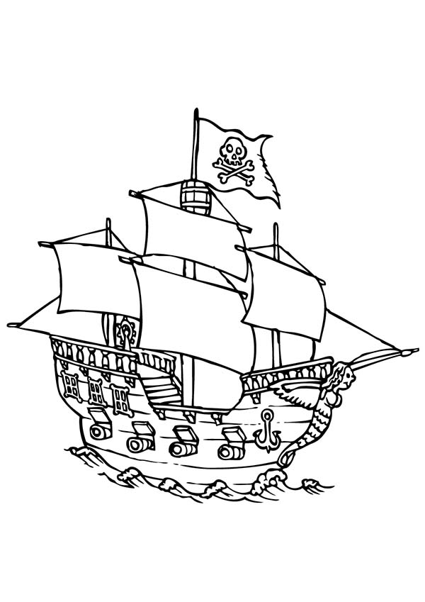 Página para colorir: Navio pirata (Transporte) #138349 - Páginas para Colorir Imprimíveis Gratuitamente