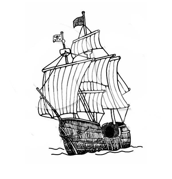 Página para colorir: Navio pirata (Transporte) #138404 - Páginas para Colorir Imprimíveis Gratuitamente