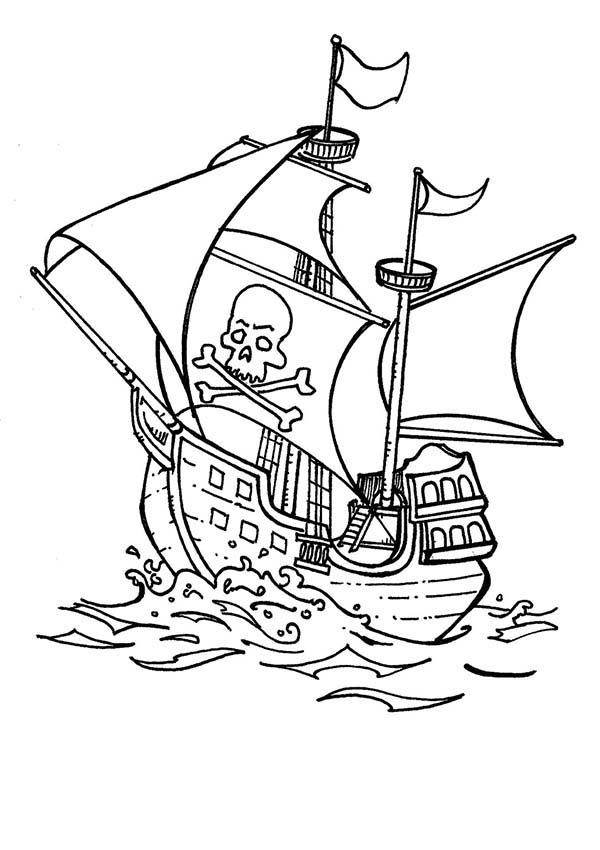 Página para colorir: Navio pirata (Transporte) #138413 - Páginas para Colorir Imprimíveis Gratuitamente