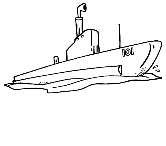 Batiscafo submarino amarelo e contorno submarino para colorir