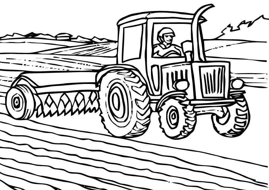 Desenho de Tractor agrícola para colorir