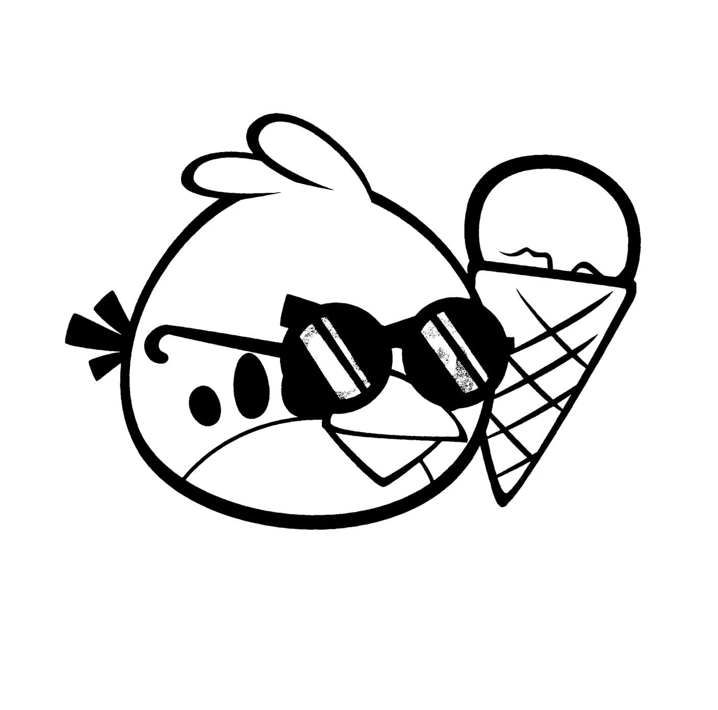 Desenho de Angry Birds com óculos de sol e sorvete para colorir Desenho de Angry Birds com óculos de sol e sorvete para colorir