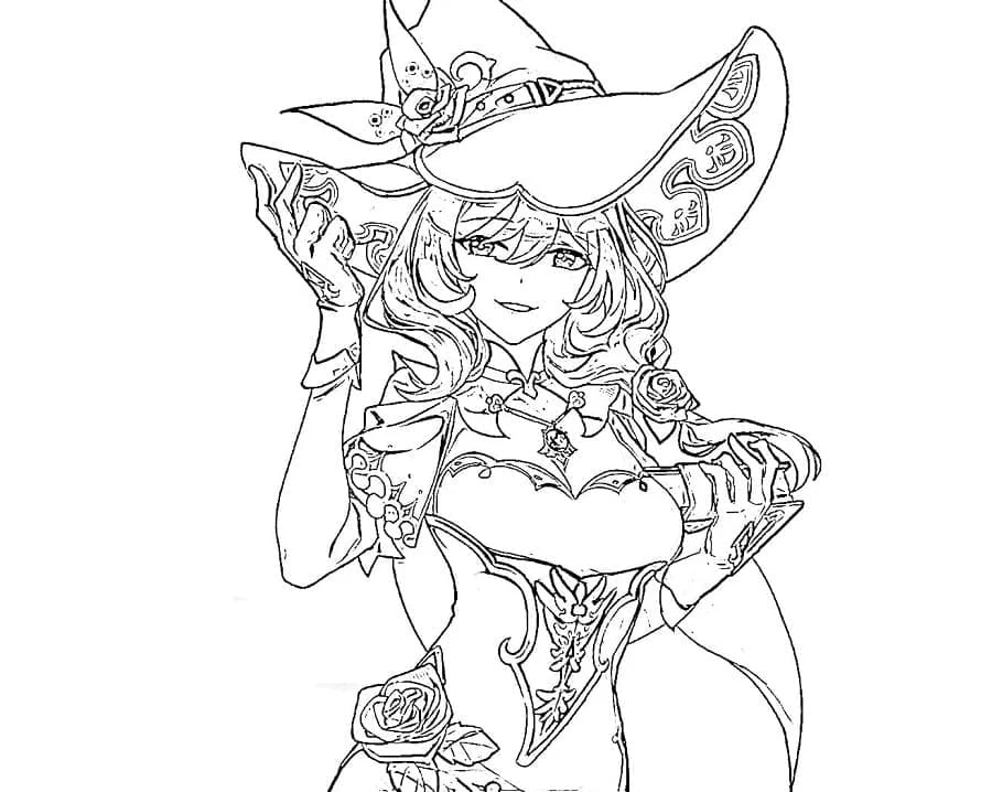 Desenho de Lisa lançando magia com sua visão para colorir