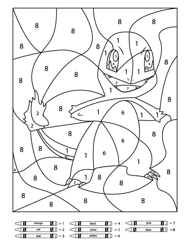 Desenho de Magic Pokemon Charmander para colorir por números para colorir Desenho de Magic Pokemon Charmander para colorir por números para colorir