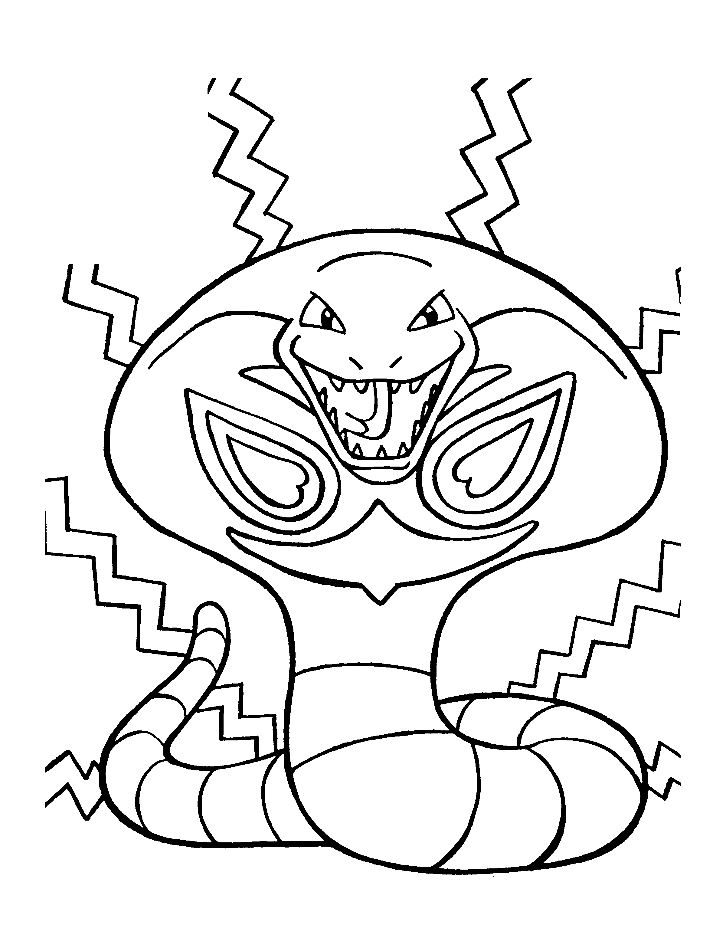 Desenho de Arbok exibindo seu capuz para colorir Desenho de Arbok exibindo seu capuz para colorir