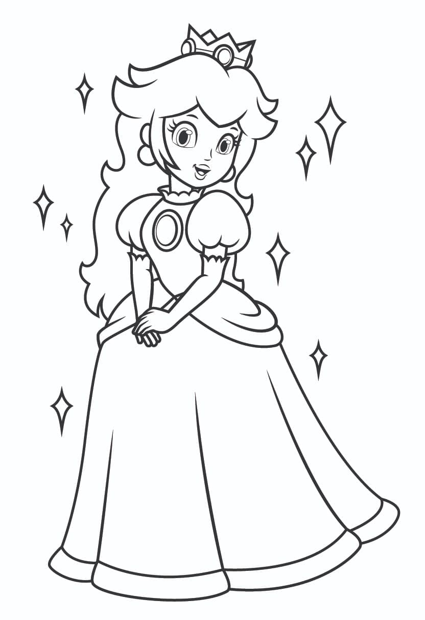 Atividade criativa: desenho de Princesa Peach #211813 para colorir da coleção Videogames
