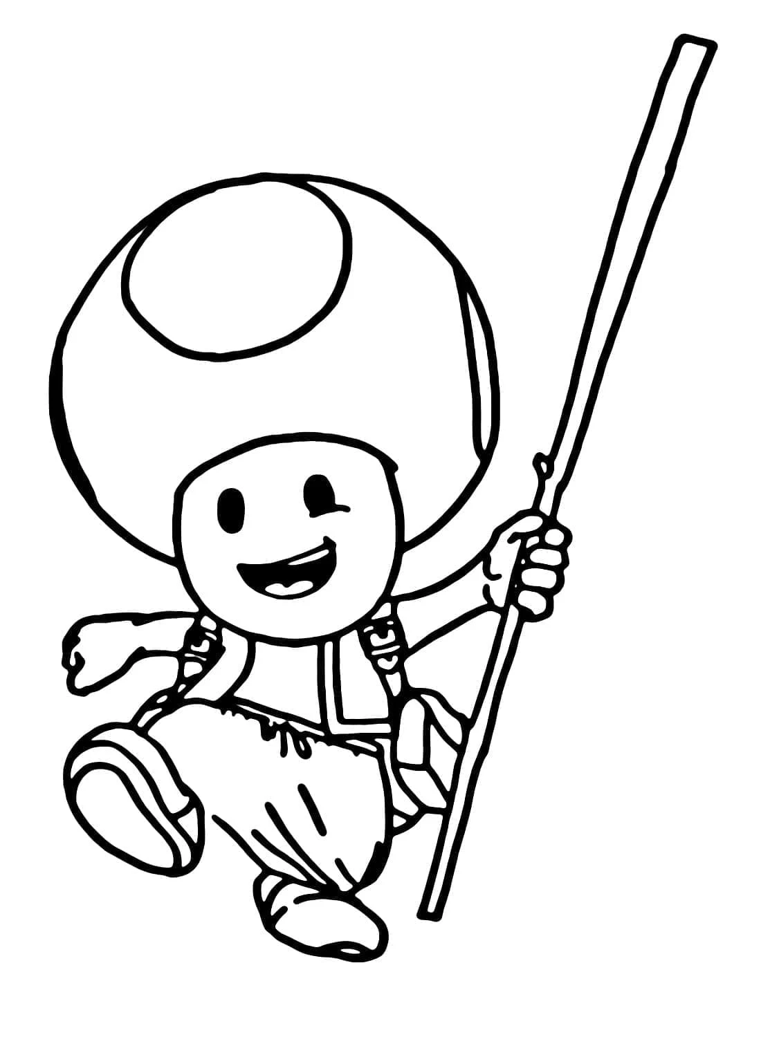 Desenho de Toad saltando com uma longa vara para colorir Desenho de Toad saltando com uma longa vara para colorir