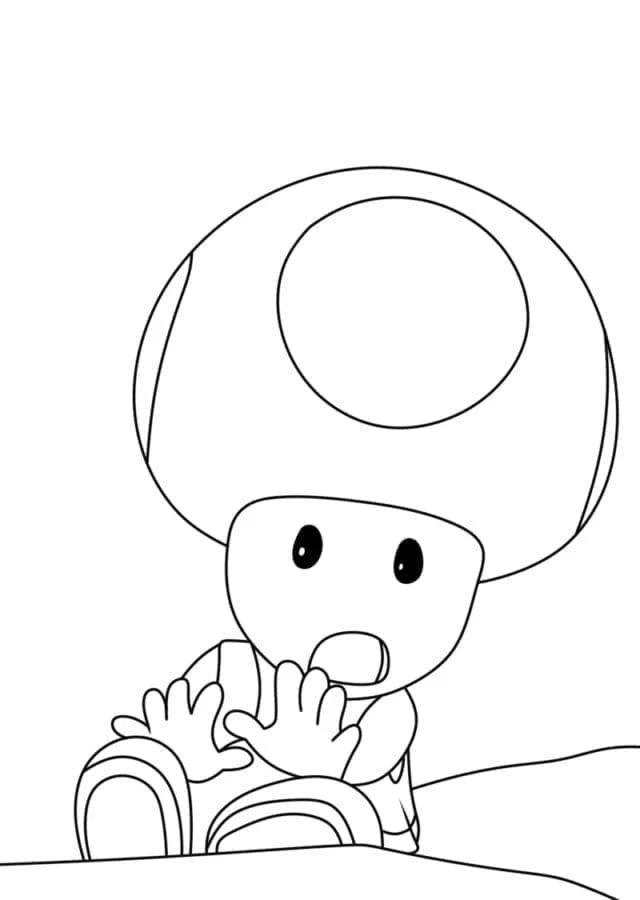 Desenho de Toad com expressão de surpresa para colorir