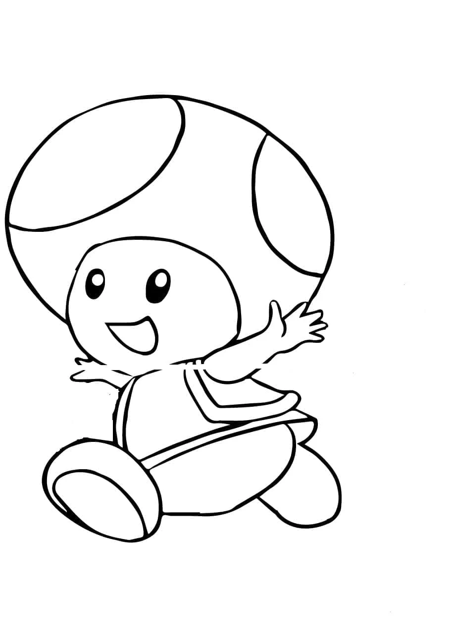 Desenho de Toad correndo e acenando para colorir