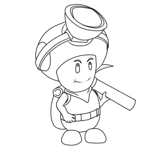 Desenho de Toad com mochila e martelo para colorir