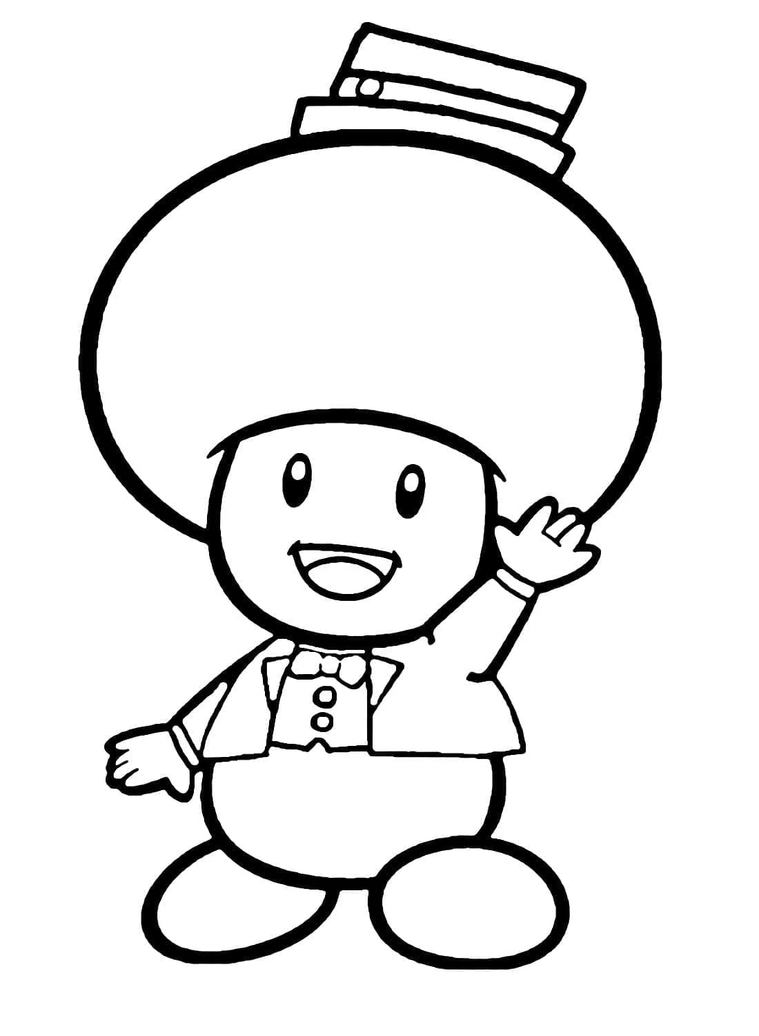 Desenho de Toad sorrindo e acenando para colorir