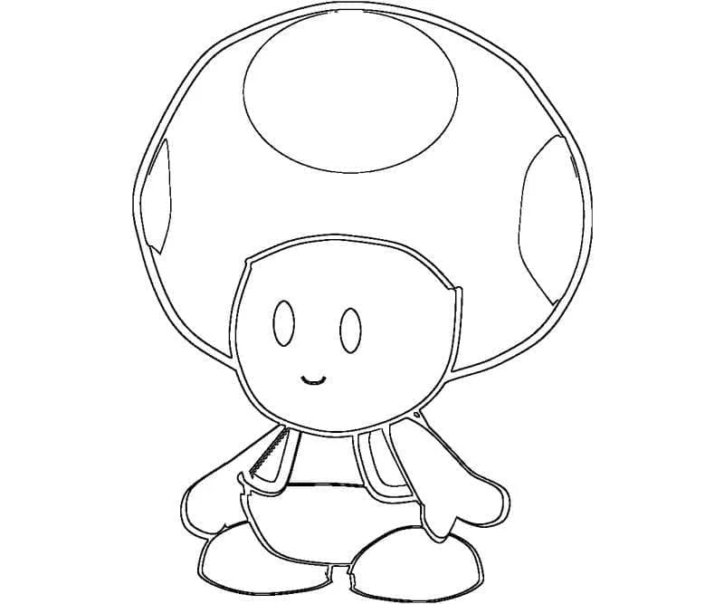 Desenho de Toad sorridente com chapéu de cogumelo para colorir